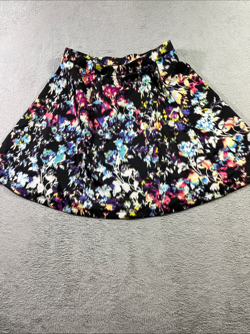 Lily Rose Black Floral Circle Skirt with Multicolor Print Size S